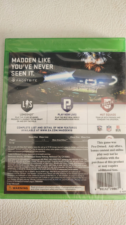 Madden NFL 18 (Microsoft Xbox One, 2017)