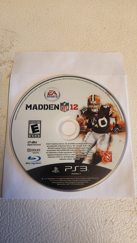 Madden NFL 12 DISC ONLY  (PlayStation 3 PS3, 2011)
