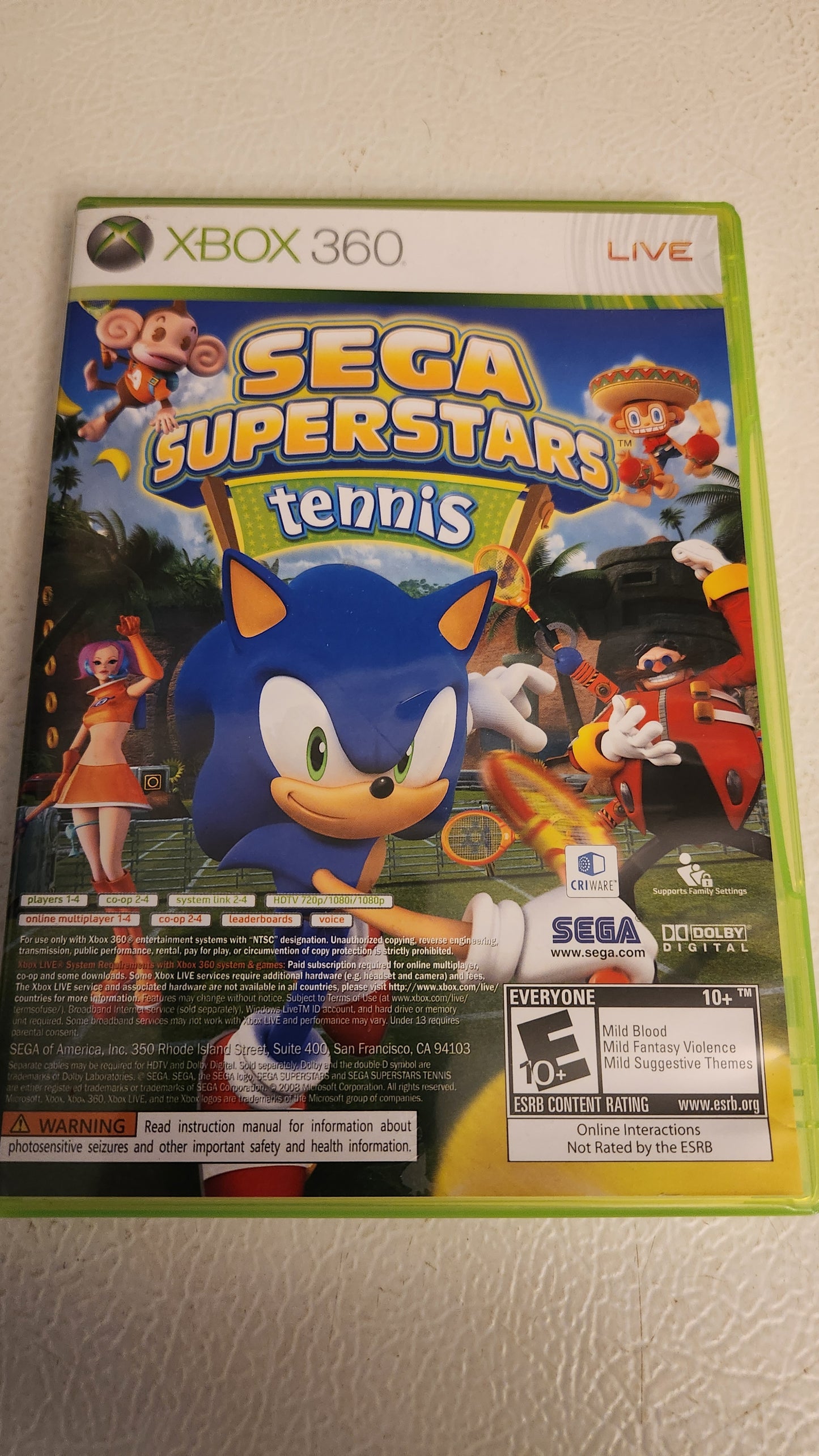 Sega Superstars Tennis / Xbox Live Arcade Xbox 360