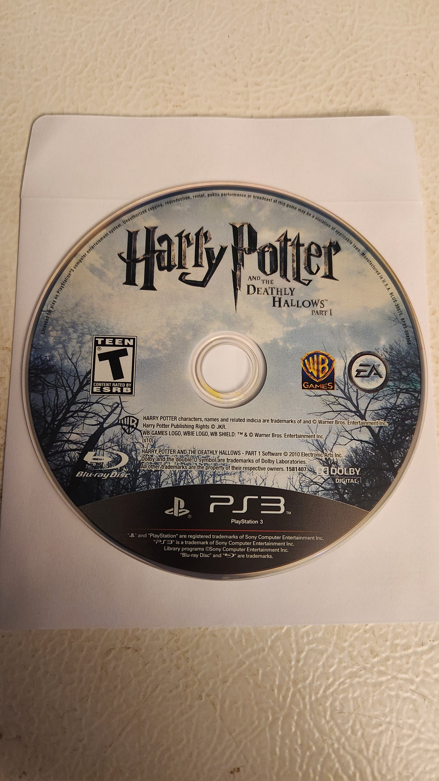 Harry Potter and the Deathly Hallows: Part 1 (PlayStation 3 PS3, 2010) DISC ONLY