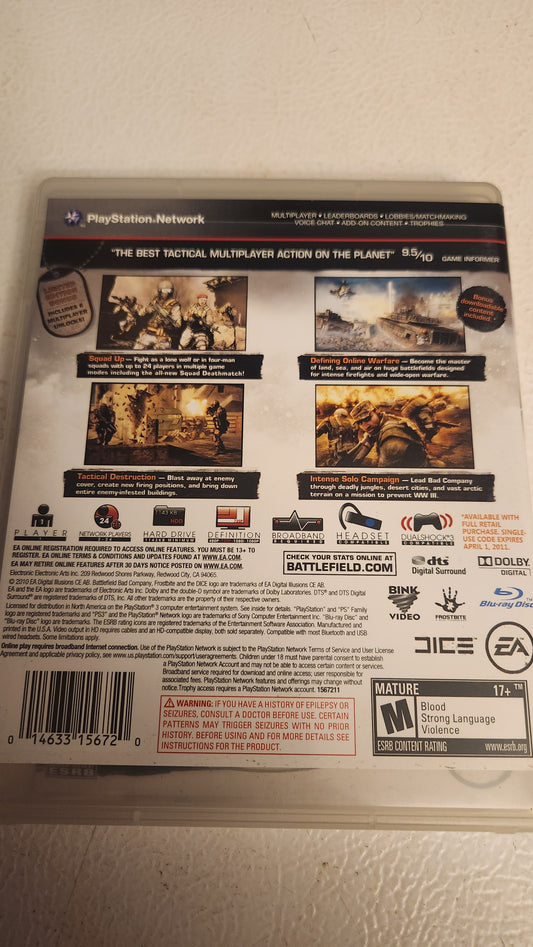 Battlefield: Bad Company 2 -- Limited Edition (PlayStation 3 PS3, 2010)