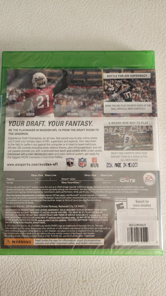 Madden NFL 16 (Microsoft Xbox One, 2015)