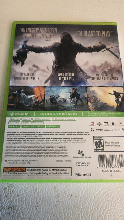 Middle Earth: Shadow of Mordor - Microsoft Xbox 360 No Manual